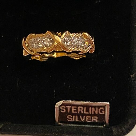 CAMROSE & KROSS JBK RING GOLD PLATE 925 CRYSTAL WRAPPED FAMILY UNITY BAND SIZE 8 - Picture 6 of 9